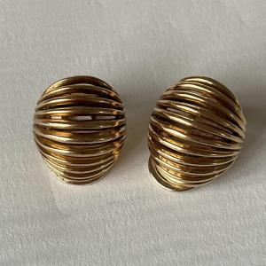 5140- Domed Yellow Gold Earrings