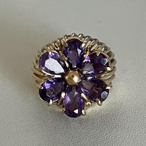 5512- Amethyst Yellow Gold Thread Ring