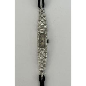 5749- Art Deco Platinum Diamond Watch