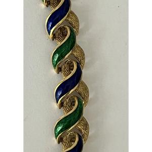 5735- Yellow Gold Enamel Bracelet