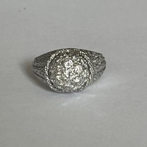 5890- Hammered White Gold Ball Ring With Diamonds 1.60 Ct