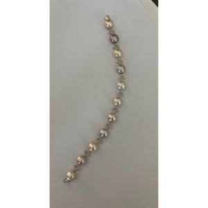 5929- Bracelet White Gold Akoya Pearls Diamonds