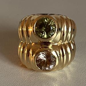 5791- Godronnée Ring Yellow Gold Natural Zircon Morganite