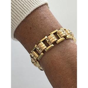 5902- Yellow Gold And Rose Gold Tank Bracelet