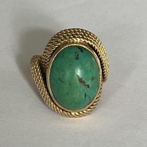 6071- Yellow Gold Turquoise Cabochon Ring