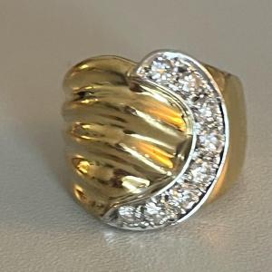 6181- Large Yellow Gold Diamond Band Ring