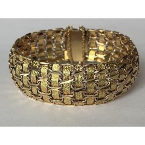 6236- Textured Yellow Gold Cuff Bracelet