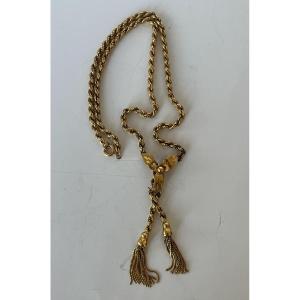 6339- Yellow Gold Pompom Necklace 1950s