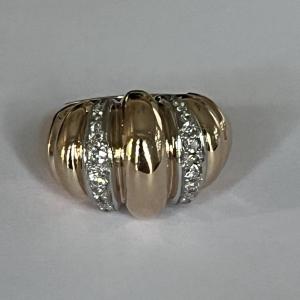 5982- Yellow Gold And Grey Diamond Dome Ring