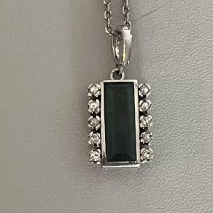 6082- Pendant White Gold Green Tourmaline Diamonds