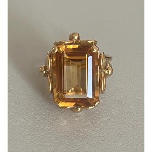2517- Yellow Gold Ring With 9.35 Ct Citrine