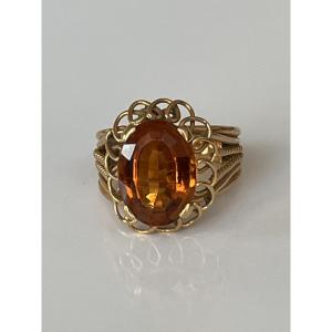 6454- Yellow Gold Citrine Ring