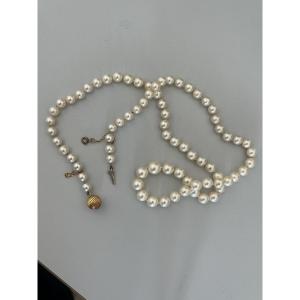 6479- Akoya Pearl Necklace With Yellow Gold Clasp
