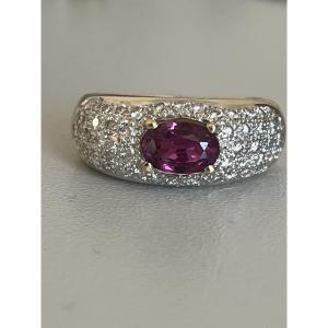 6486- Yellow Gold Ruby Diamond Band Ring