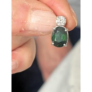 4769- White Gold Necklace With Certified Tsavorite Garnet And Diamonds