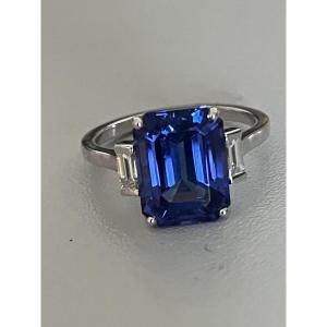 6510- White Gold Ring Tanzanite 4.78 Ct Diamonds