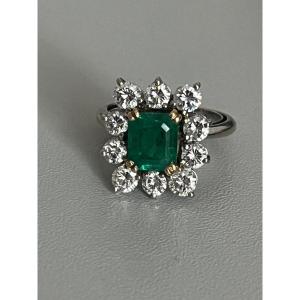 6578- White Gold Emerald Diamond Ring