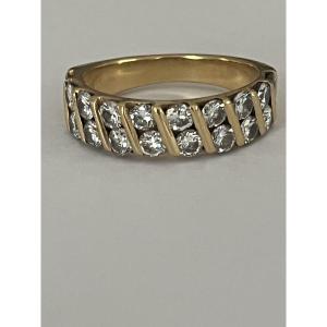 6532- Yellow Gold Bangle Ring With 2.40 Ct Diamonds