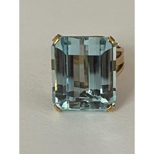 6544- Yellow Gold Aquamarine Ring 18.50 Ct