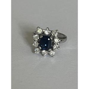 6569- White Gold Sapphire Diamond Ring