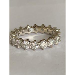 3080- American Wedding Band In White Gold With 2.50 Ct Diamonds