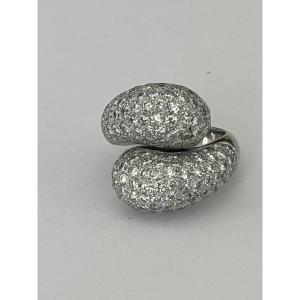 6593- Important Cross Ring White Gold Diamonds 6.80 Ct
