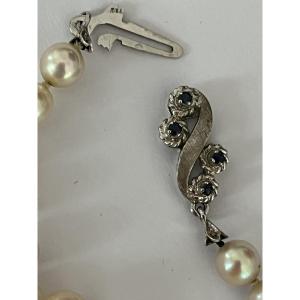 6696- Akoya Pearl Choker Necklace With White Gold Clasp