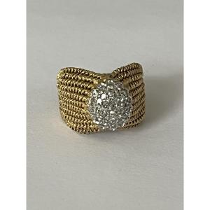 6699- Ring Circa 70 Yellow Gold Threads Diamonds