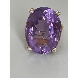 6710- Important Yellow Gold Cocktail Ring Amethyst 50.00 Ct
