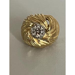 6738-yellow Gold Foliage Ring Diamond 1.00 Ct