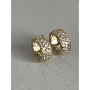 6691- Yellow Gold Hoop Earrings With Diamonds 1.50 Ct