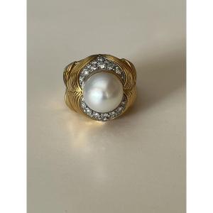 7144- Yellow Gold Dome Earrings With Godronné
