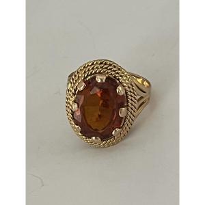 6801- Yellow Gold Braided Tourmaline Ring