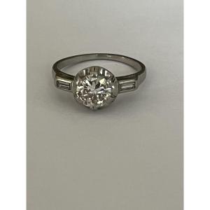 6845- Platinum Solitaire Ring Diamond 1.00 Ct Art Deco Period