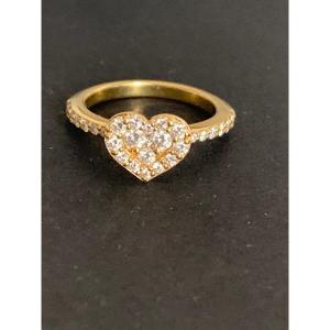 2116- Ponte Vecchio Heart Ring Yellow Gold Diamonds