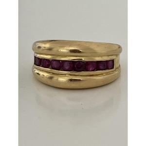 6963- Yellow Gold Ruby Bangle Ring