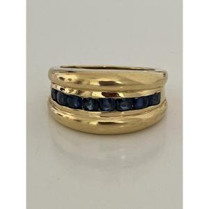 6964- Yellow Gold Sapphire Bangle Ring