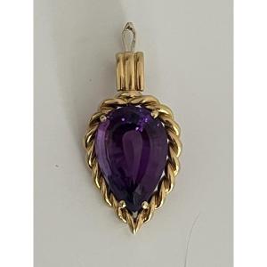 6970- Yellow Gold Amethyst Pendant 1970s