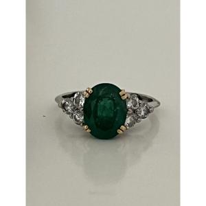 6959 - Yellow Gold, Platinum, Emerald, And Diamond Ring
