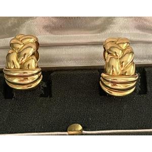 4590- Oj Perrin Twisted Yellow Gold Earrings
