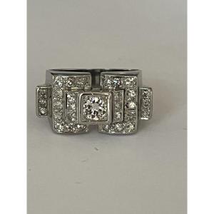 6996 - Platinum Tank Ring With 1.00 Ct Diamonds