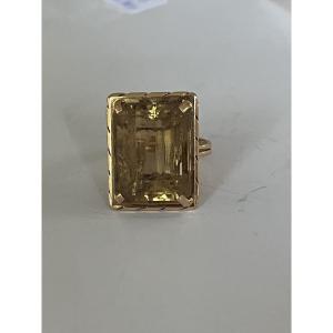 6917 - 1950s Yellow Gold Citrine Ring