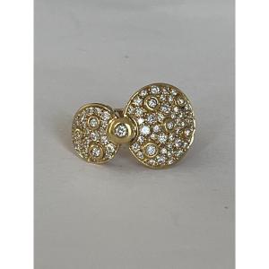 7060 - Yellow Gold Ring Paved With Diamonds