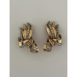 7129 - Vintage Yellow Gold Diamond Earrings