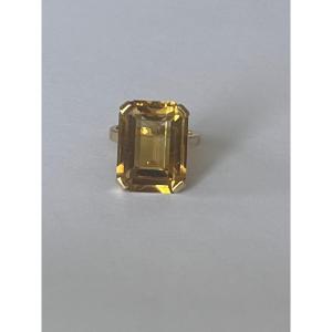 7069 - Vintage Yellow Gold Citrine Rectangular Ring