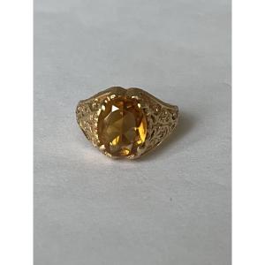7079 - Citrine Yellow Gold Foliage Ring