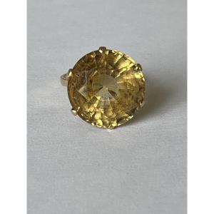 7091 - Important Vintage Yellow Gold Citrine Ring