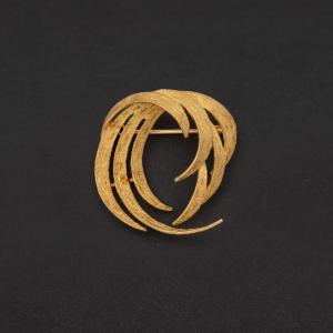 4323 - Vintage Yellow Gold Plumage Brooch