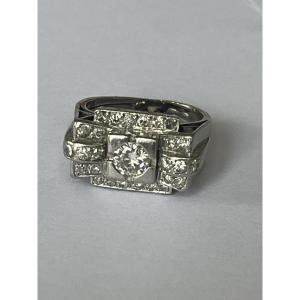 7093 - Platinum And Diamond Tank Ring