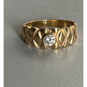 7156 - Vintage Yellow Gold Diamond Band Ring